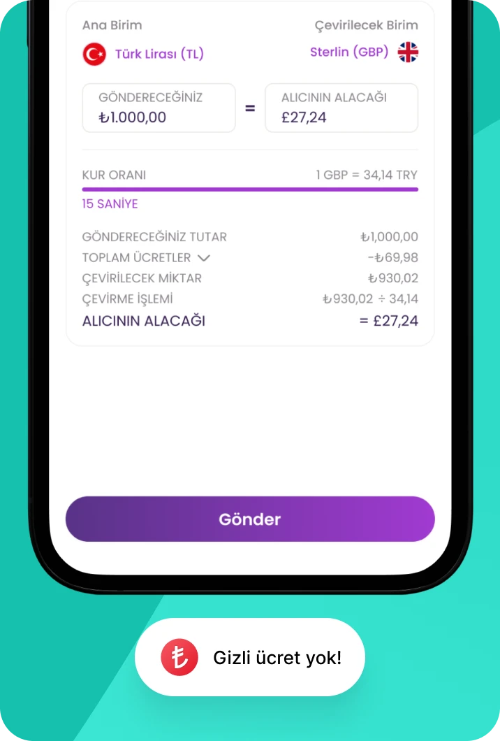 Şeffaf ücretpolitikamız ile yurt dışıpara transferi yap
