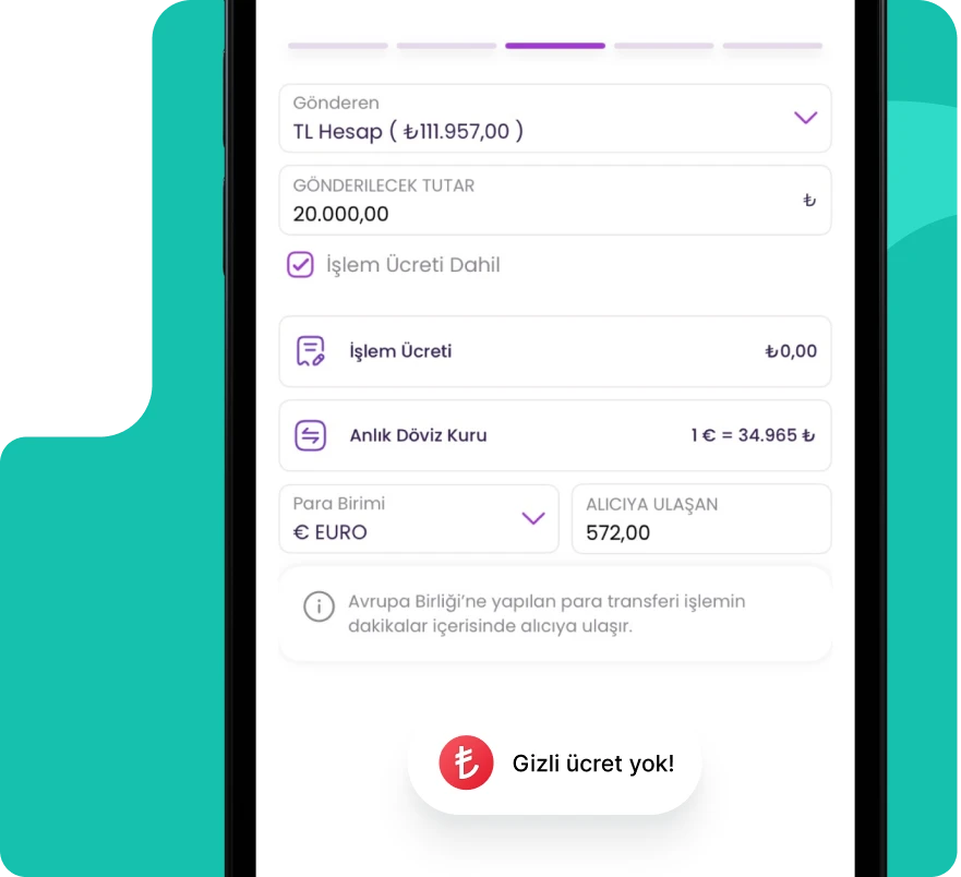 Şeffaf ücretpolitikamız ile yurt dışıpara transferi yap