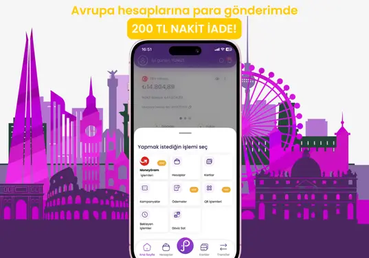 Avrupa Hesaplarına Para Gönderme ve Alma İşlemlerinde 200 TL Nakit İade!