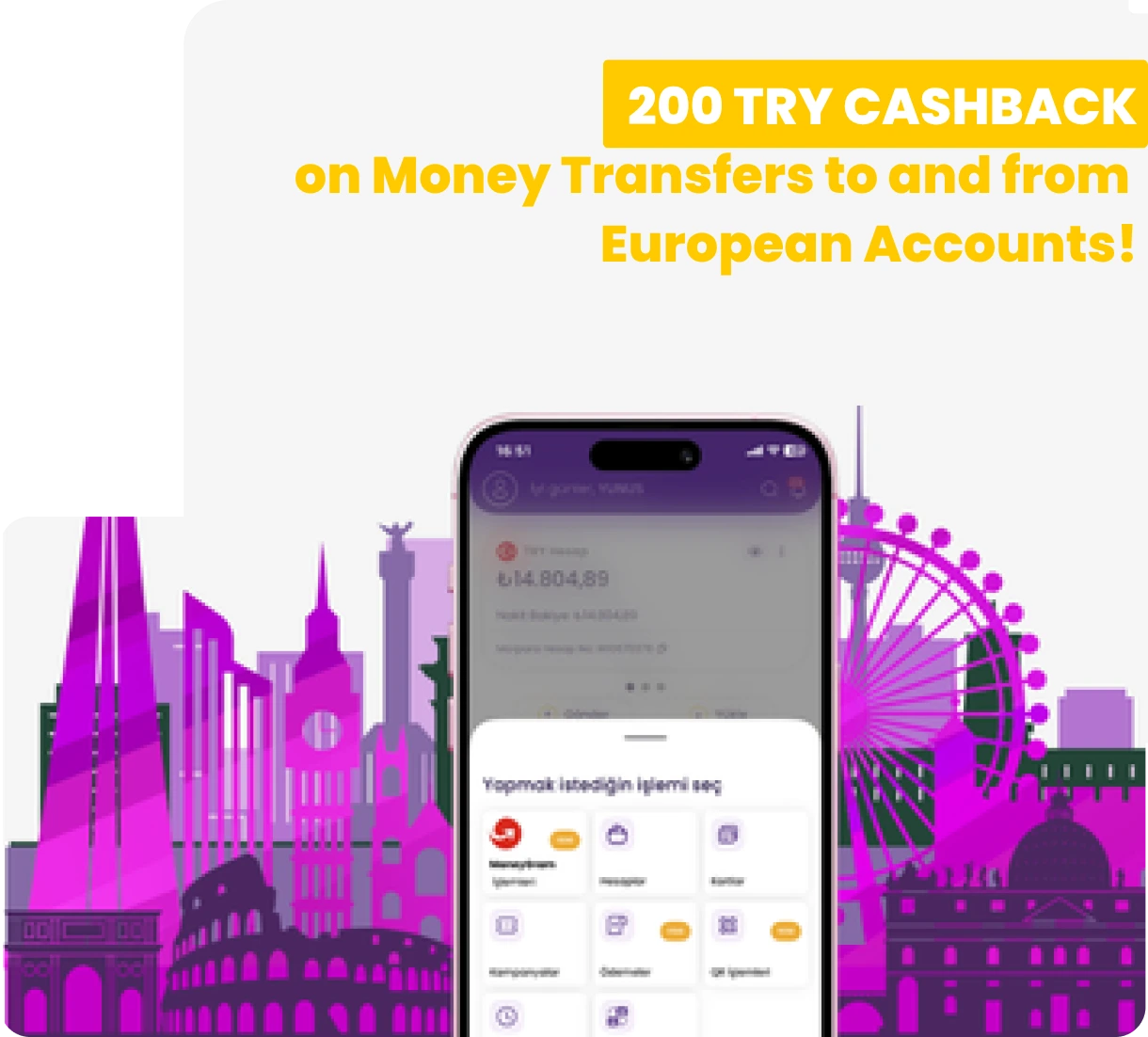 200 TRY Cashback on Sending and Receiving Money to European Accounts!