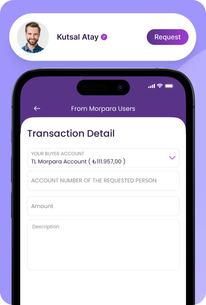 Request instant money from Morpara users without transaction fees