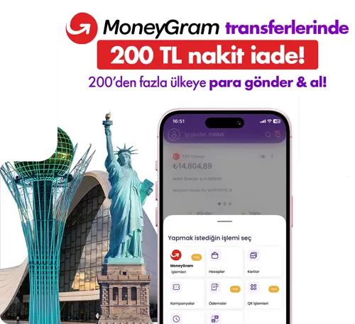 MoneyGram İşlemlerinde 200 TL Nakit İade!