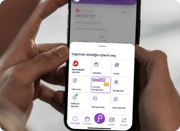 UniQR ile öde menüsüne gir
